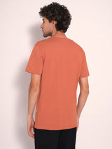 Men's Orange Casual Slim Fit Solid Short Sleeve Tshirt