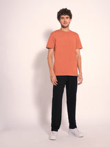 Men's Orange Casual Slim Fit Solid Short Sleeve Tshirt