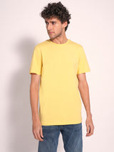 Men's Yellow Casual Slim Fit Solid Short Sleeve Tshirt