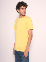 Men's Yellow Casual Slim Fit Solid Short Sleeve Tshirt