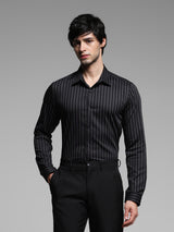 Men's Black Casual Slim Fit Stretchable Full Sleeves Shirt