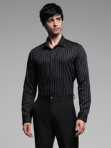 Men's Black Casual Slim Fit Stretchable Full Sleeves Shirt