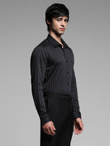 Men's Black Casual Slim Fit Stretchable Full Sleeves Shirt