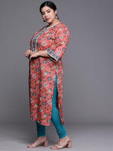 Women Multicolor Festive  Printed  Three-Quarter Sleeves Kurta