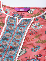 Women Multicolor Festive  Printed  Three-Quarter Sleeves Kurta