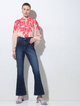 Women's Blue High Rise Flared Jeans