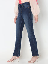 Women's Blue High Rise Flared Jeans