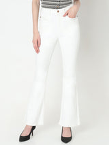 Women's White High Rise Bootcut Jeans