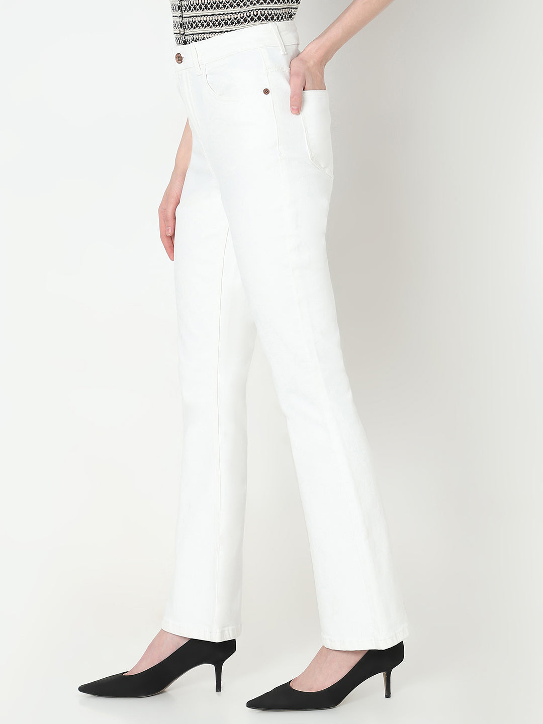 Women's White High Rise Bootcut Jeans