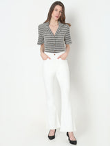 Women's White High Rise Bootcut Jeans