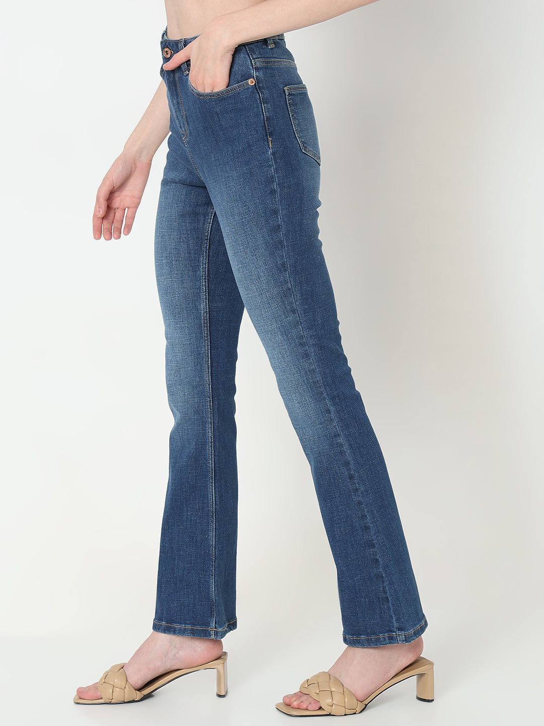 Women's Blue High Rise Bootcut Jeans