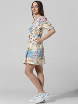 Women's Multicolor Woven Casual Printed Short Sleeves Dress
