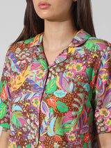 Women's Multicolor Woven Casual Printed Regular Fit Half Sleeves Shirt