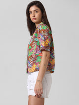 Women's Multicolor Woven Casual Printed Regular Fit Half Sleeves Shirt
