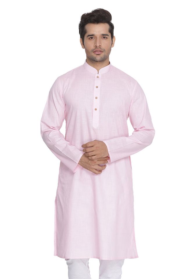 Men's Pink Traditional Ethnic Full Sleeves Kurta