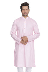 Men's Pink Traditional Ethnic Full Sleeves Kurta