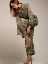 Women's Brown Casual Printed Pant