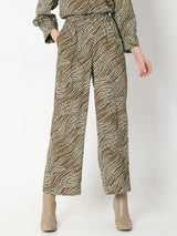 Women's Brown Casual Printed Pant