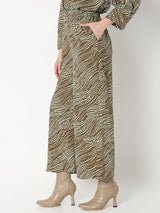 Women's Brown Casual Printed Pant