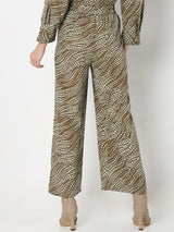 Women's Brown Casual Printed Pant