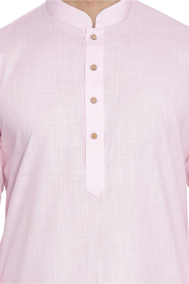 Men's Pink Traditional Ethnic Full Sleeves Kurta