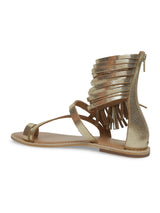 Women's Gold Casual Leather Gladiator Sandals