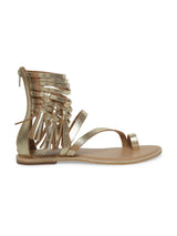 Women's Gold Casual Leather Gladiator Sandals