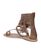 Women's Brown Casual Leather Gladiator Sandals