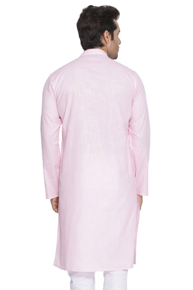 Men's Pink Traditional Ethnic Full Sleeves Kurta
