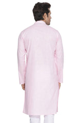 Men's Pink Traditional Ethnic Full Sleeves Kurta