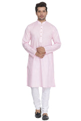 Men's Pink Traditional Ethnic Full Sleeves Kurta
