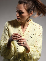 Women's Yellow Schiffli Top