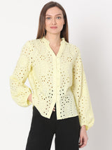 Women's Yellow Schiffli Top