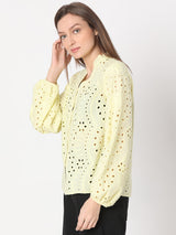Women's Yellow Schiffli Top