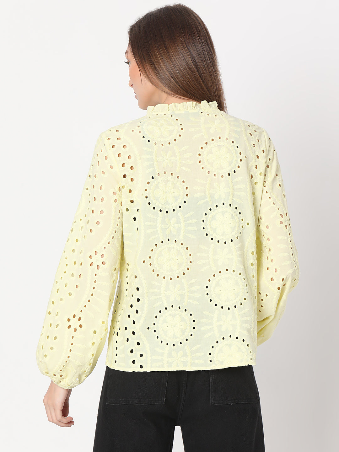 Women's Yellow Schiffli Top