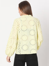 Women's Yellow Schiffli Top