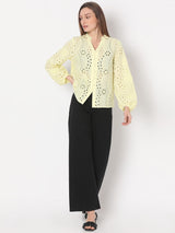 Women's Yellow Schiffli Top