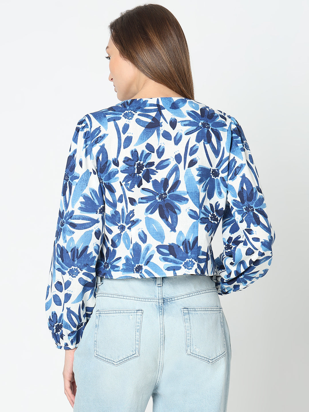 Women's Blue Abstract Print Tops