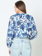 Women's Blue Abstract Print Tops