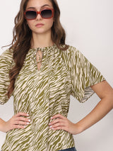 Women's Green Printed Top