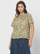 Women's Green Printed Top