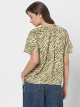 Women's Green Printed Top