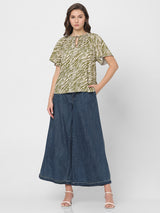 Women's Green Printed Top