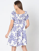 Women's White Floral Fit & Flare Dress