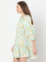 Women's Green Printed Straight Fit Dress