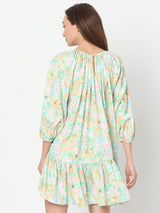 Women's Green Printed Straight Fit Dress