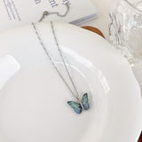 Women's Vibrant Blue Silver Winged Beauty Necklace