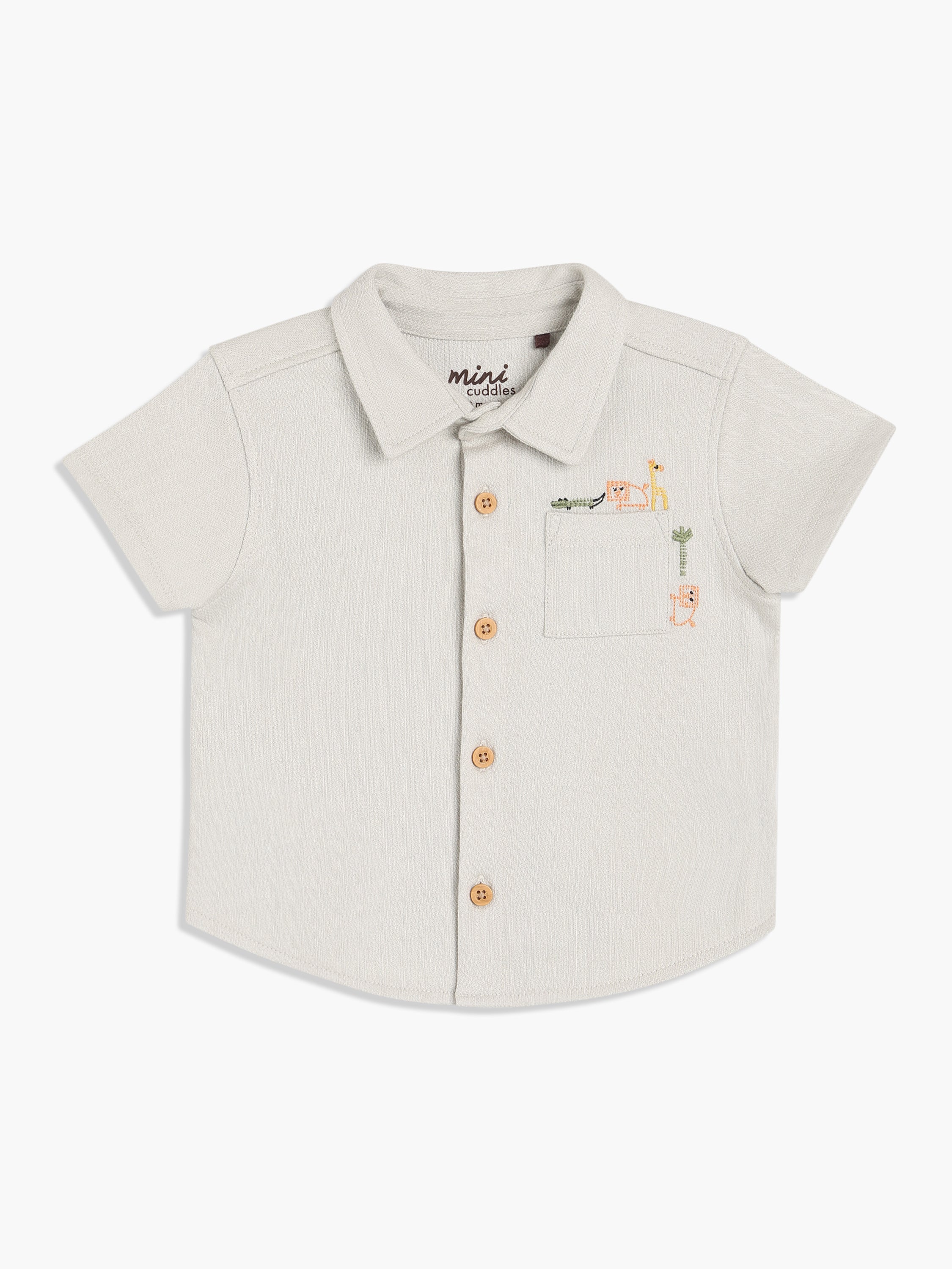 Boys Grey Cotton Half Sleeve Shirt