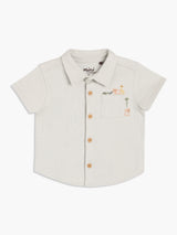 Boys Grey Cotton Half Sleeve Shirt