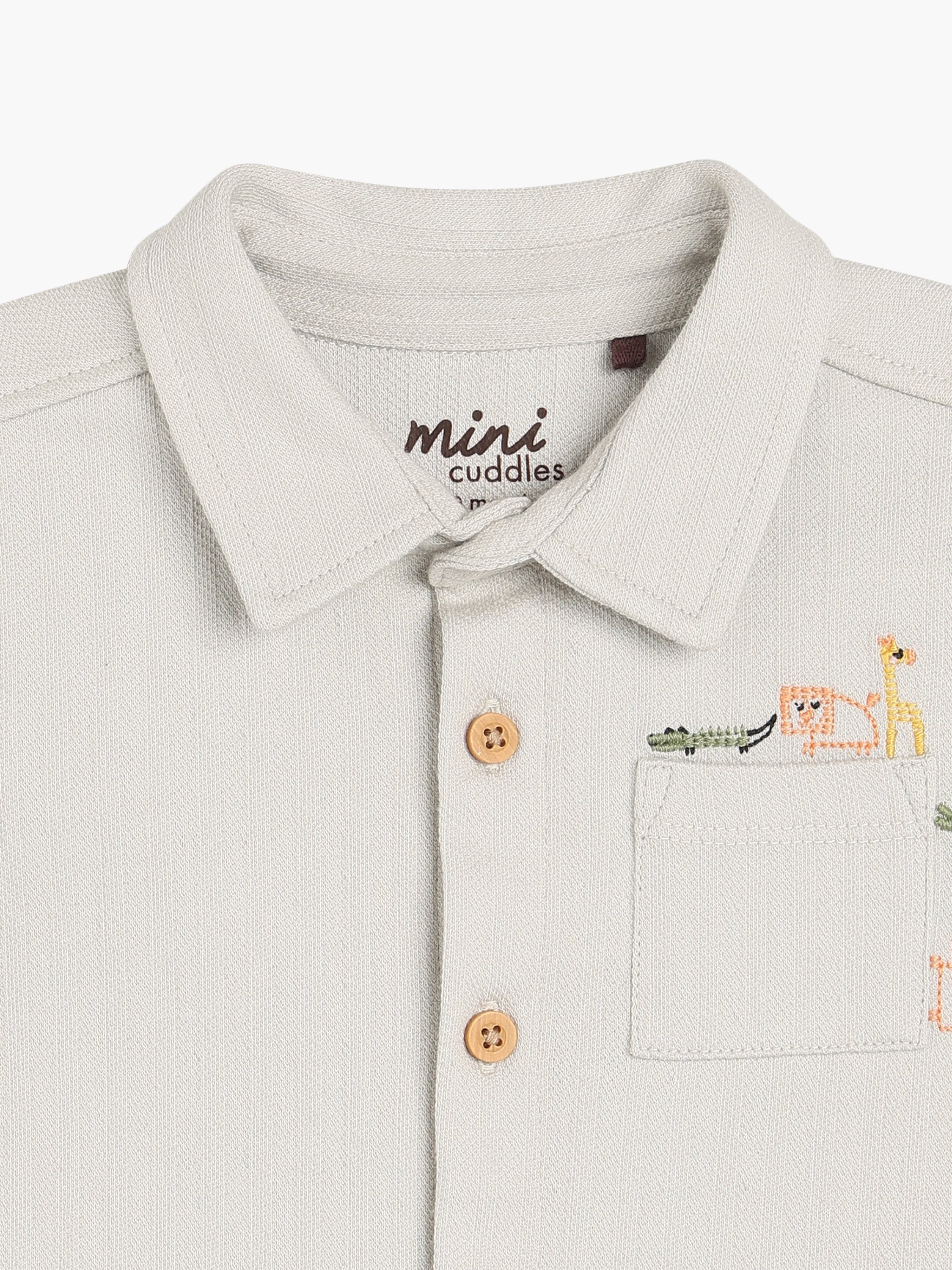 Boys Grey Cotton Half Sleeve Shirt